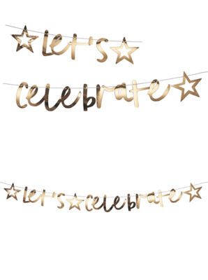 George Home gold foil garland 2m string with letters and stars, UK version