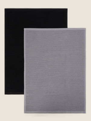 George Home Black Grey Ribbed Tea Towels, UK version