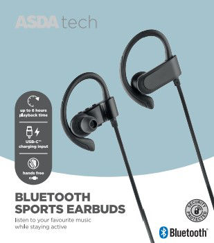 ASDA Bluetooth headphones black - British product