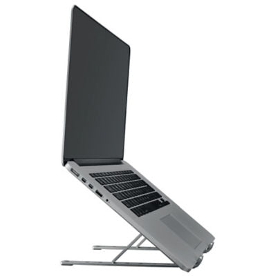 ASDA Tech foldable laptop stand shown in open position on desk surface - British product