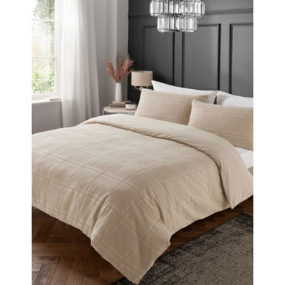 George Home Checked Waffle Duvet Set Super King, UK version