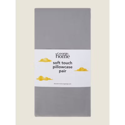 George Home Grey Polyester Pillowcase Pair Set, UK version