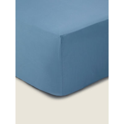 George Home Blue Just Wellness Cool Touch TENCEL Plain Fitted Sheet -King