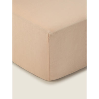 George Home natural plain fitted sheet double 190x135cm, imported from the UK