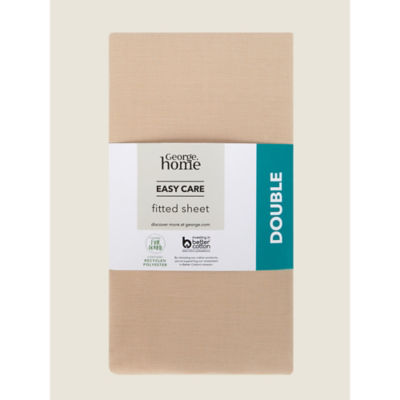 George Home natural plain fitted sheet double 190x135cm, imported from the UK