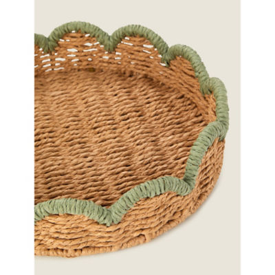 George Home green round scalloped tray 28cm, UK version