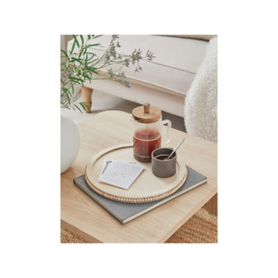 Stacey Solomon natural wood beaded serving tray 35.5cm square - British product