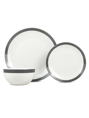 George Home black and white stripe porcelain dinner set 12 piece, UK version