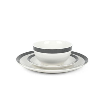 George Home black and white stripe porcelain dinner set 12 piece, UK version