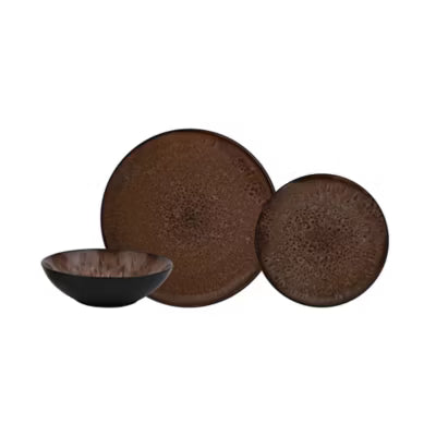 George Home Brown Reactive Glaze Stoneware Dinner Set 12 piece, UK version