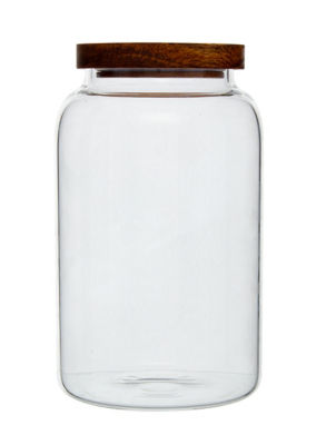 George Home Acacia Wood Lid Glass Storage Jar 1.9L, UK version