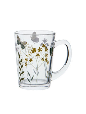 George Home butterfly meadow glass tea mug, UK version