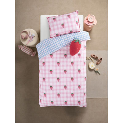 George Home pink strawberry reversible toddler duvet set, UK version