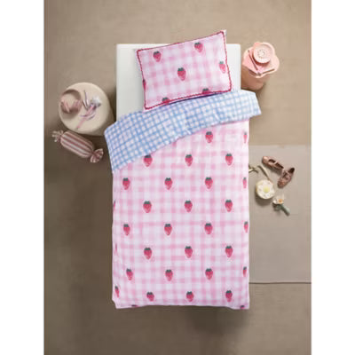 George Home pink strawberry reversible duvet set single, UK version