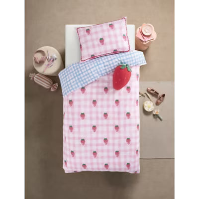 George Home pink strawberry reversible duvet set single, UK version