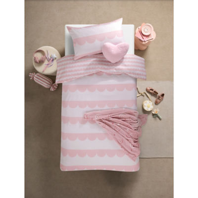 George Home Pink Scallop Microfibre Reversible Duvet Set Single