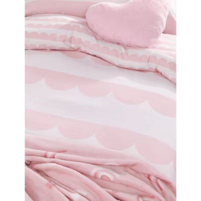 George Home pink scallop microfibre reversible duvet set single, UK version