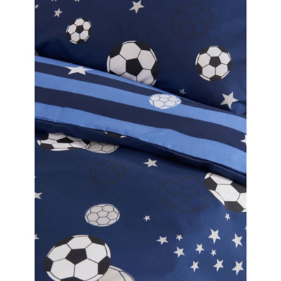 George Home Blue Football Microfibre Reversible Duvet Set Single, UK version