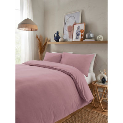 George Home pink relaxed washed cotton duvet set double, UK version