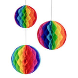 George Home rainbow paper honeycomb hanging decorations 2pk 20cm and 15cm, UK version