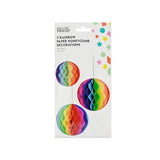 George Home rainbow paper honeycomb hanging decorations 2pk 20cm and 15cm, UK version