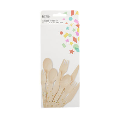 George Home metallic print wooden cutlery 18-piece set, UK version