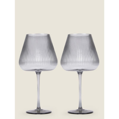 George Home grey ribbed wine glass set of two 230ml, UK version
