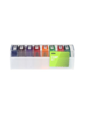 ASDA pre-inked multi-colour teacher stamp set 8pk - British product