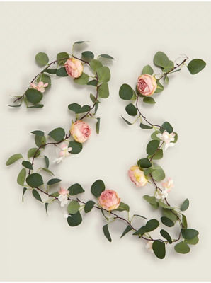 George Home pink and green rose garland 180cm, UK version