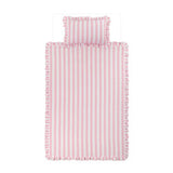 George Home toddler duvet set with pink and white stripe reversible frill, 200 x 135cm, UK version