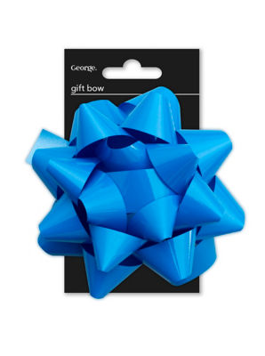 George Giant Blue Gift Bow 14cm diameter, UK version