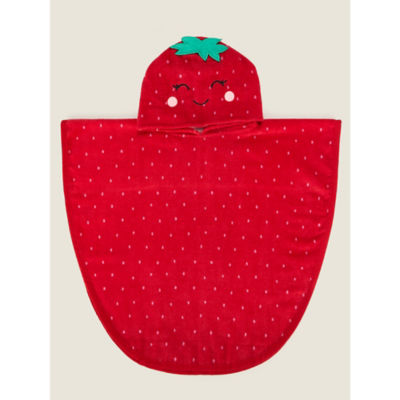 George Home pink strawberry cotton poncho 57x108cm, UK version
