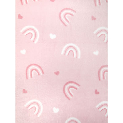 George Home pink heart rainbow fleece throw, UK version