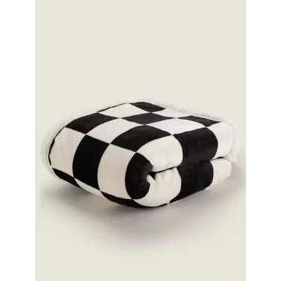 George Home Sherpa Throw Monochrome Checkerboard 120 x 150 cm, UK version