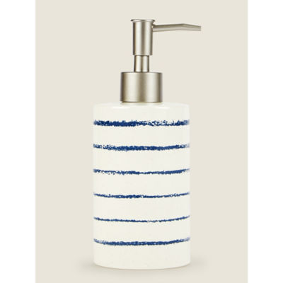 George Home navy nautical stripe soap dispenser, UK version