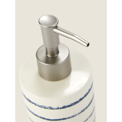 George Home navy nautical stripe soap dispenser, UK version