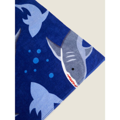 George Home blue shark print beach towel 71 x 152 cm, UK version