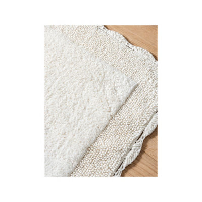 At Home with Stacey Solomon cream crochet scallop edge bath mat 50 x 80 cm - British product