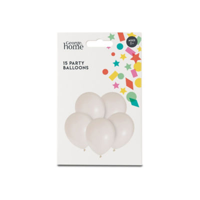 George Home White Latex Party Balloons 15pk
