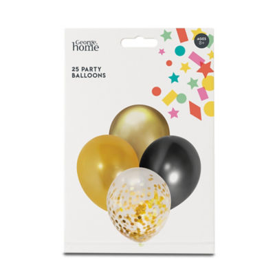 George Home gold and black confetti balloons 25 pack, UK version