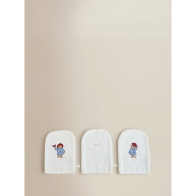 George Home Paddington Bear Cotton Wash Mitt Blue White Set of 3