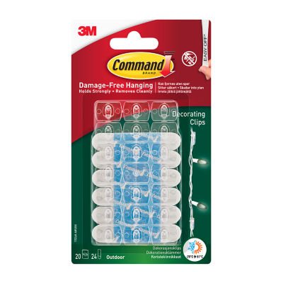 Command decorating clips with water-resistant strips 20 clips + 24 strips - British product