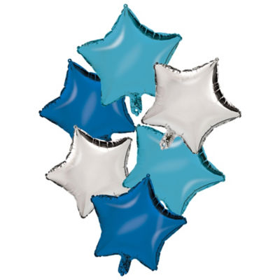 George Bouquet Ballons Étoiles Argent Bleu 38cm x 39cm