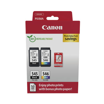 Canon CL-546 PG-545 Ink Combo Photo Paper Pack