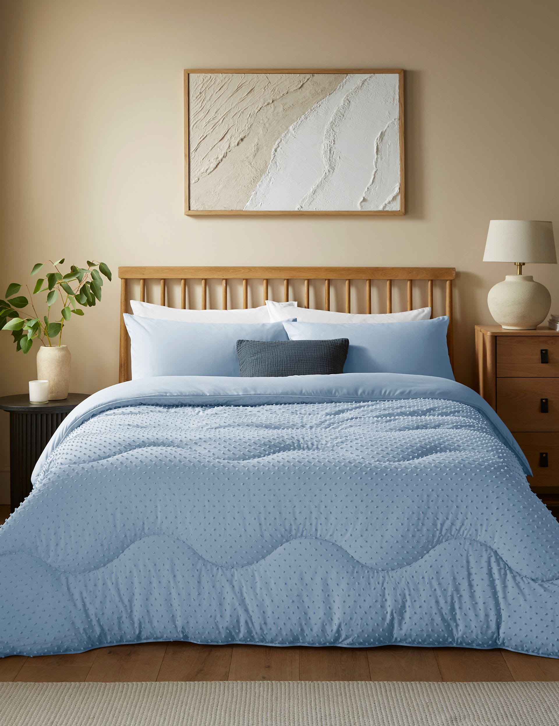 Night Lark Tufted Dots coverless duvet and pillowcase set (British brand)