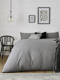 Grey mid cotton rich plain duvet cover and pillowcase set, UK version