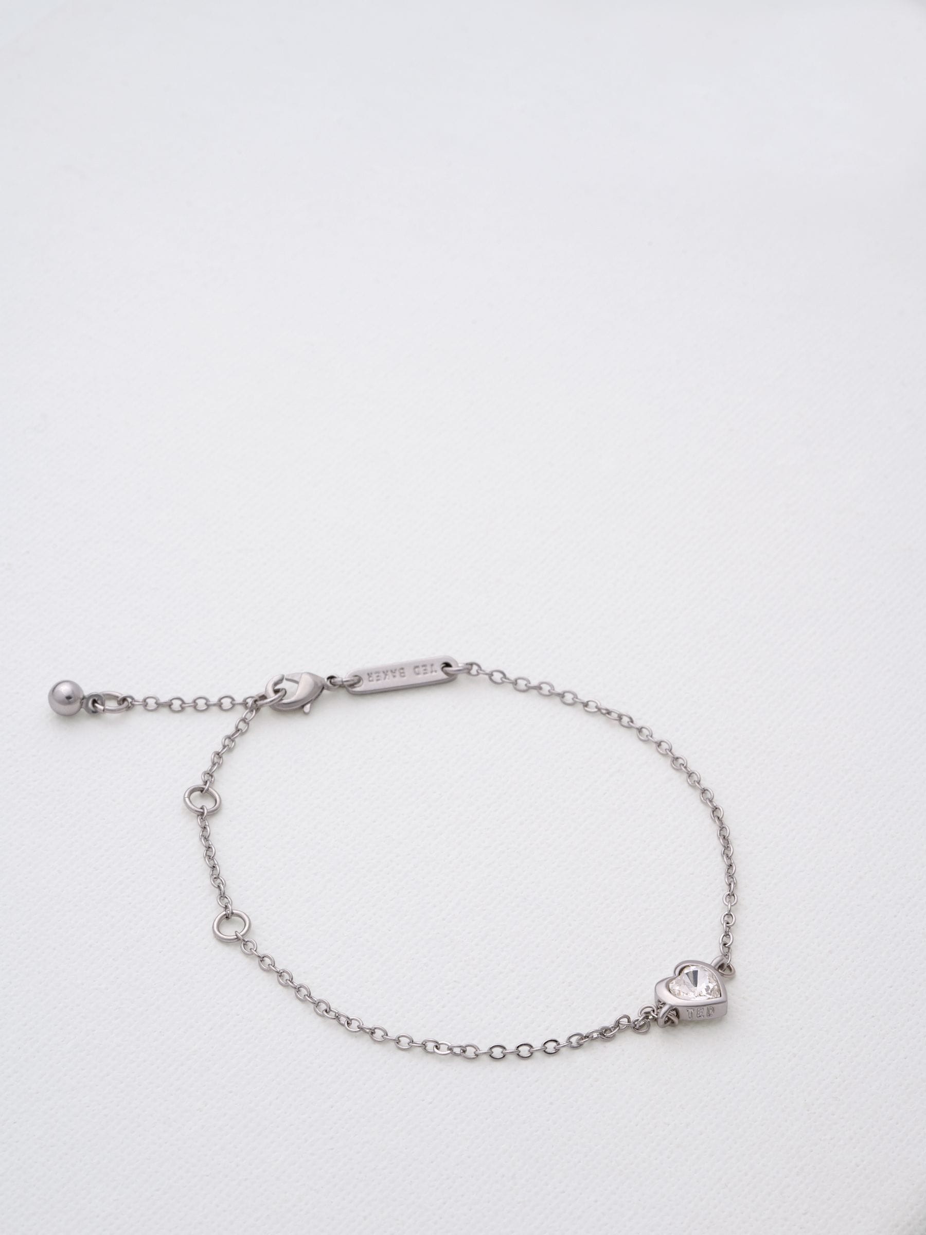 Ted Baker Silver Tone, Clear Crystal HANSAA: Heart Adjustable Bracelet