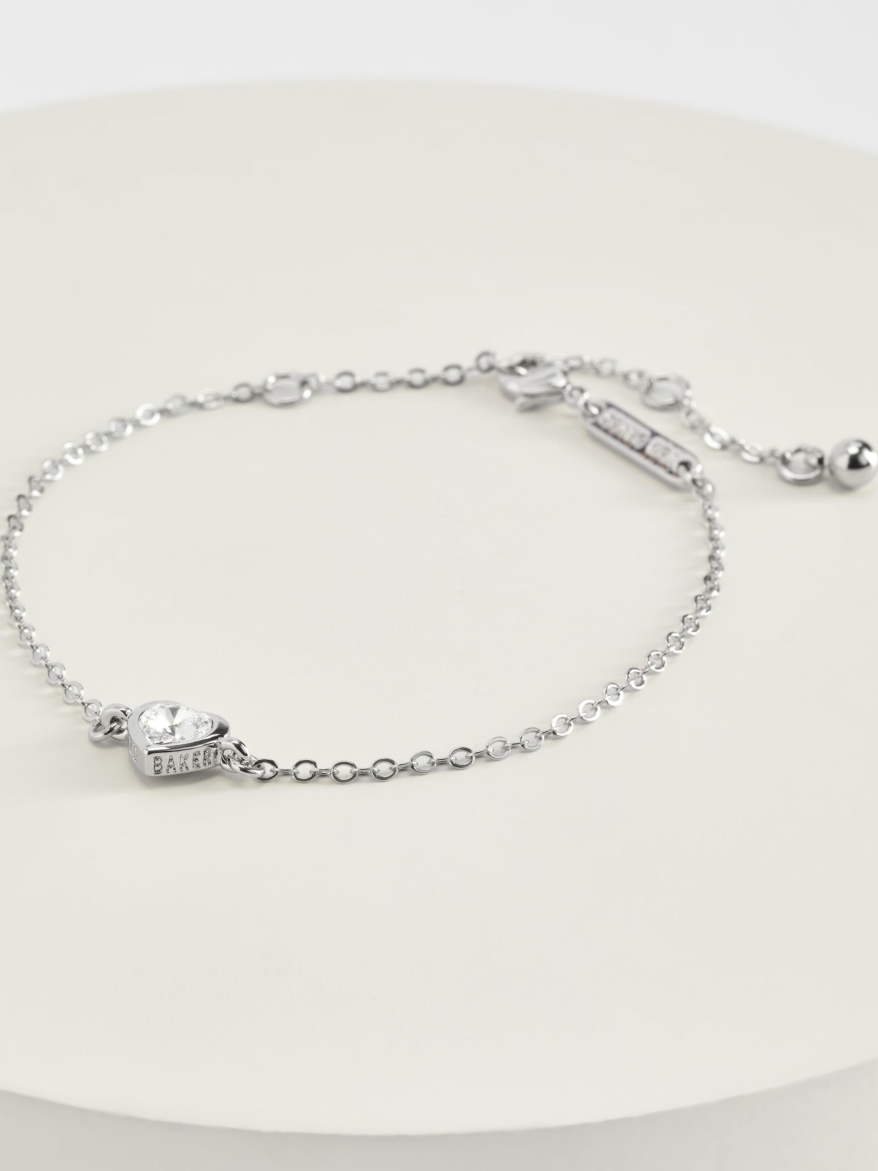 Ted Baker Silver Tone, Clear Crystal HANSAA: Heart Adjustable Bracelet