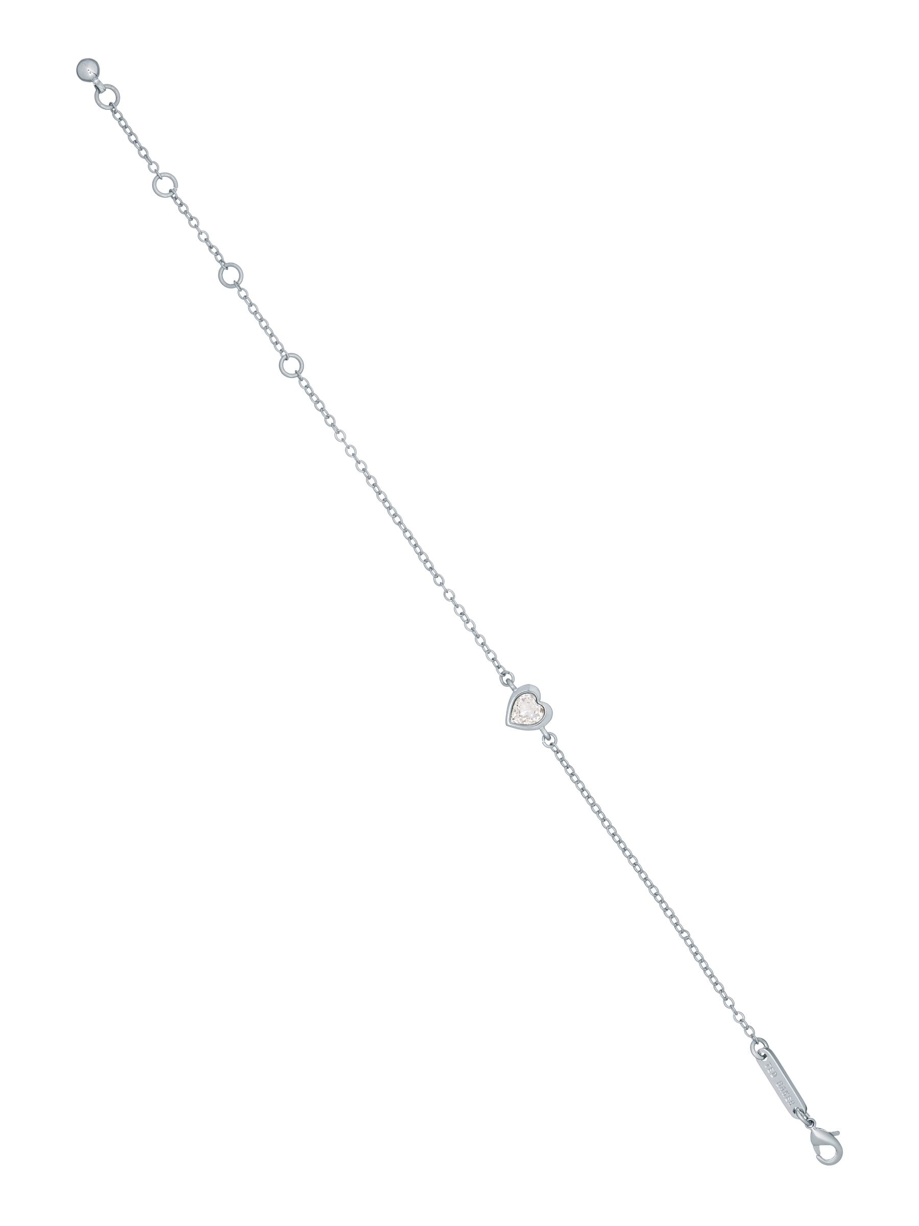 Ted Baker Silver Tone, Clear Crystal HANSAA: Heart Adjustable Bracelet