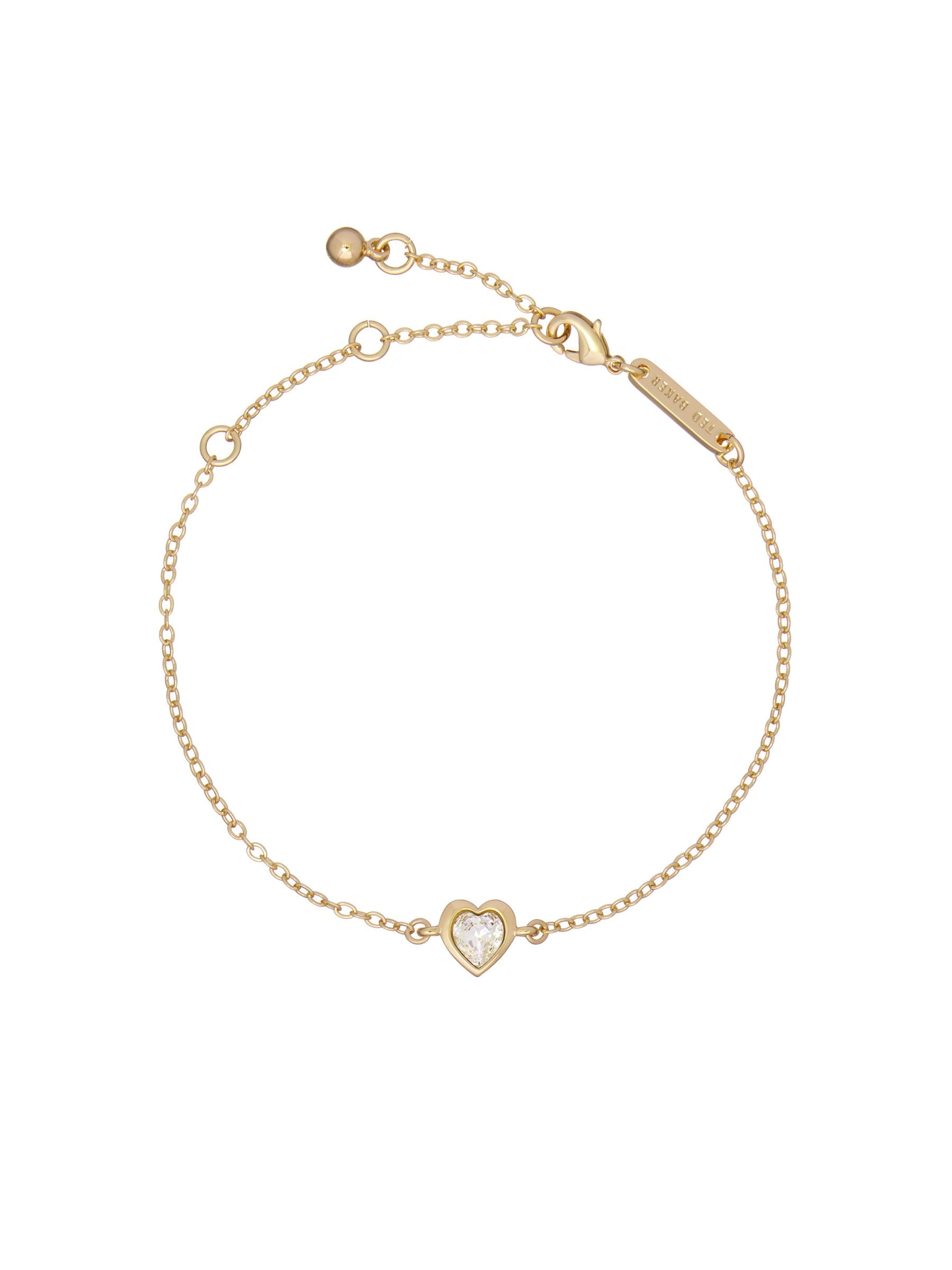 Ted Baker gold tone clear crystal heart adjustable bracelet (British brand)